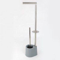 Bathroom Toilet Tissue Paper Roll Holder Standing Toilet Paper Holder With Toilet Brush Holder