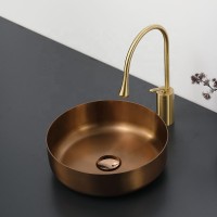 Sound proof gold finish round shape hand wash stainless steel sink for hotel